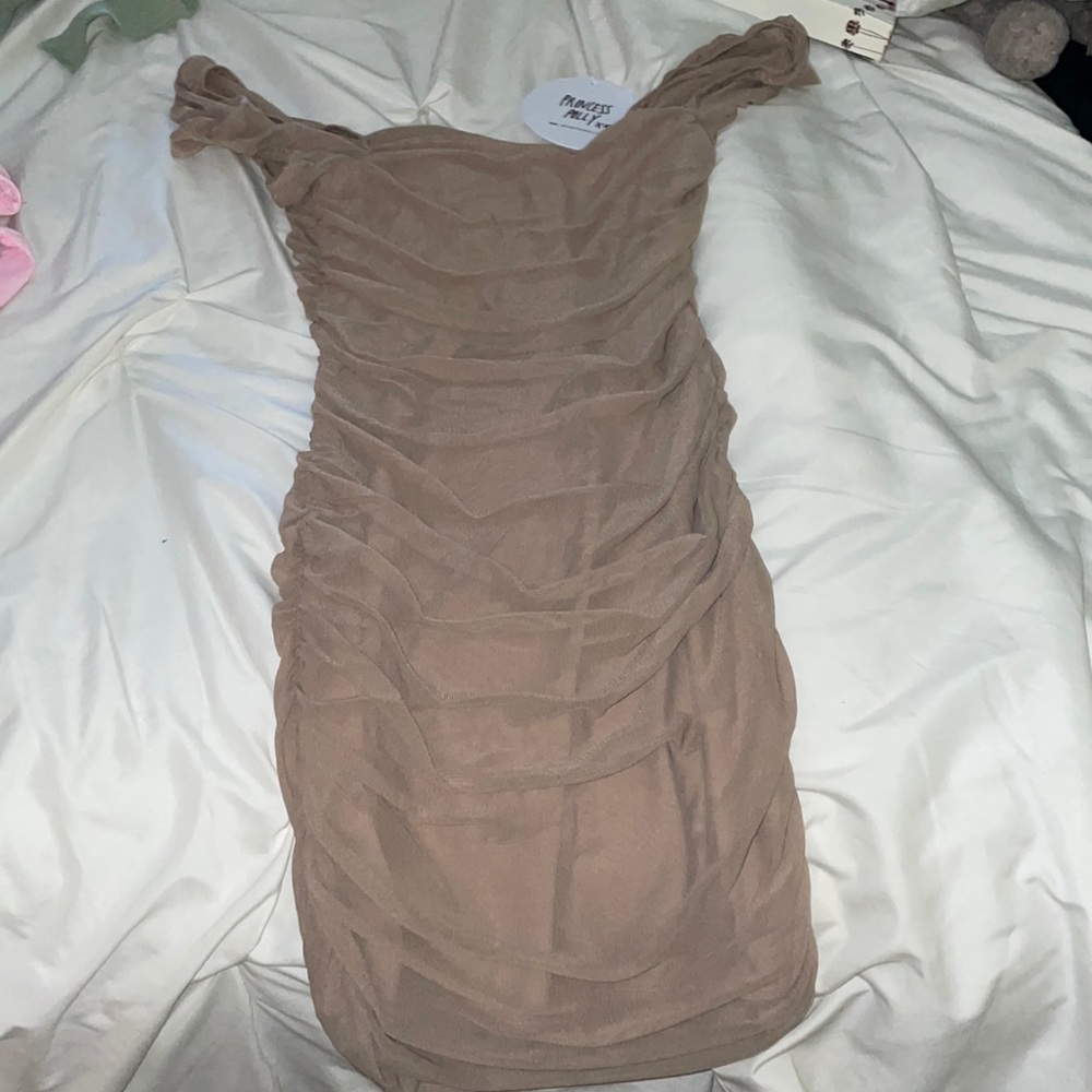 Mini dress in tan